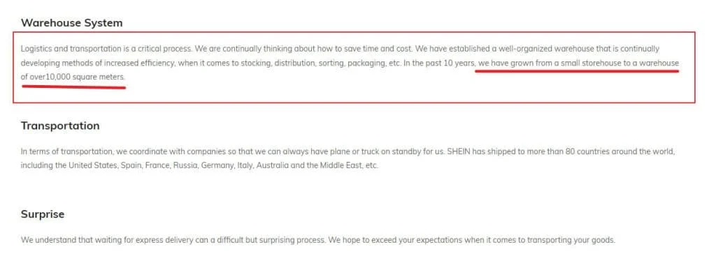 shein international warehouse