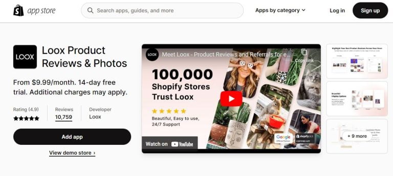 revisão do aplicativo loox
