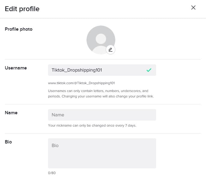 creare un account dropshipping tiktok
