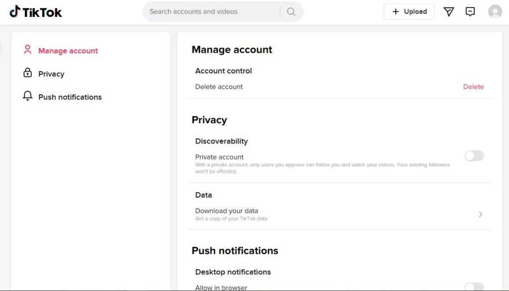 управлять счетом в тиктоке