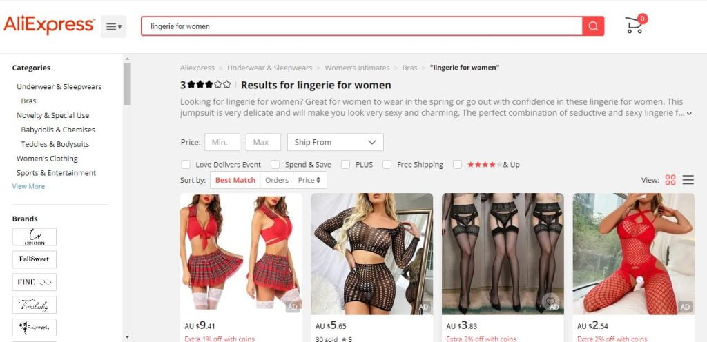fornecedores de lingerie aliexpress