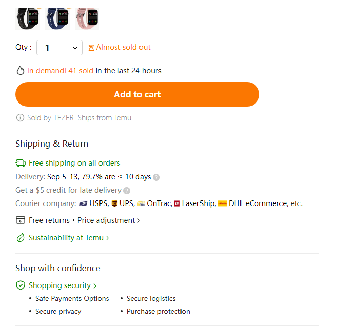 temu plazo de entrega