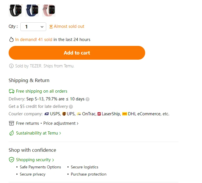 délai de livraison du temu