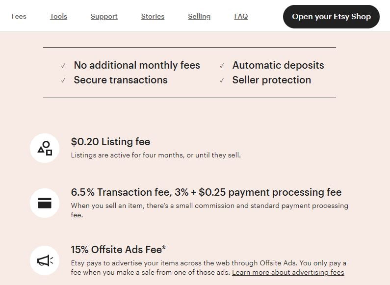 estrutura de taxas do etsy estrutura de taxas do etsy