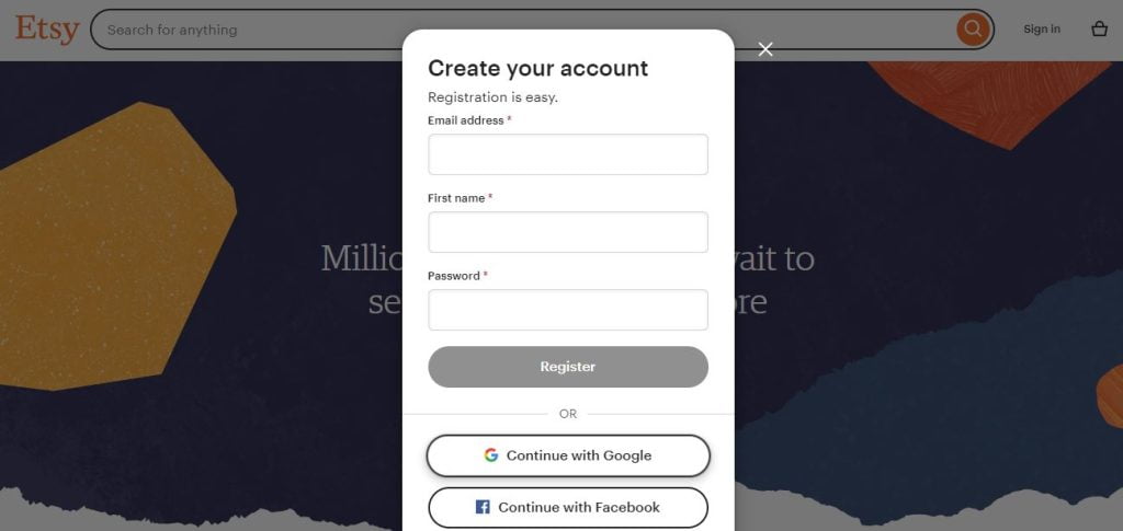 Registro no etsy Registro no etsy