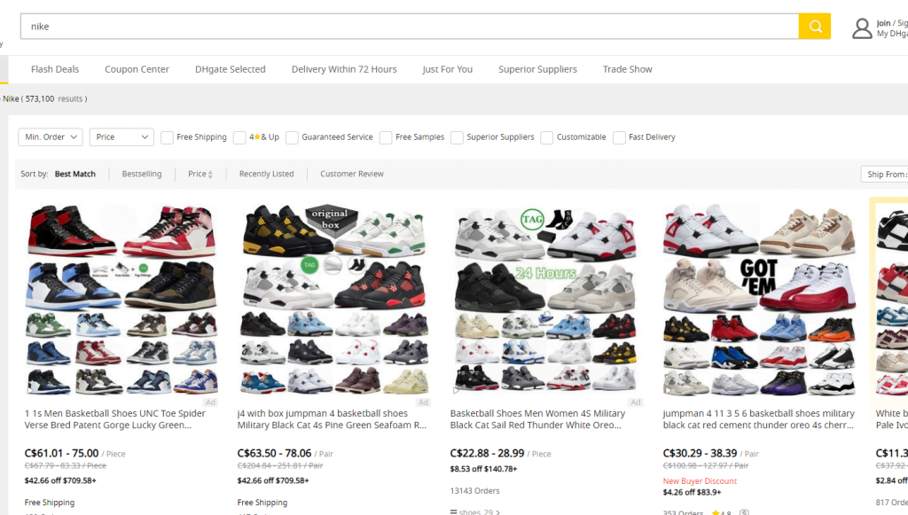 поддельная обувь dhgate