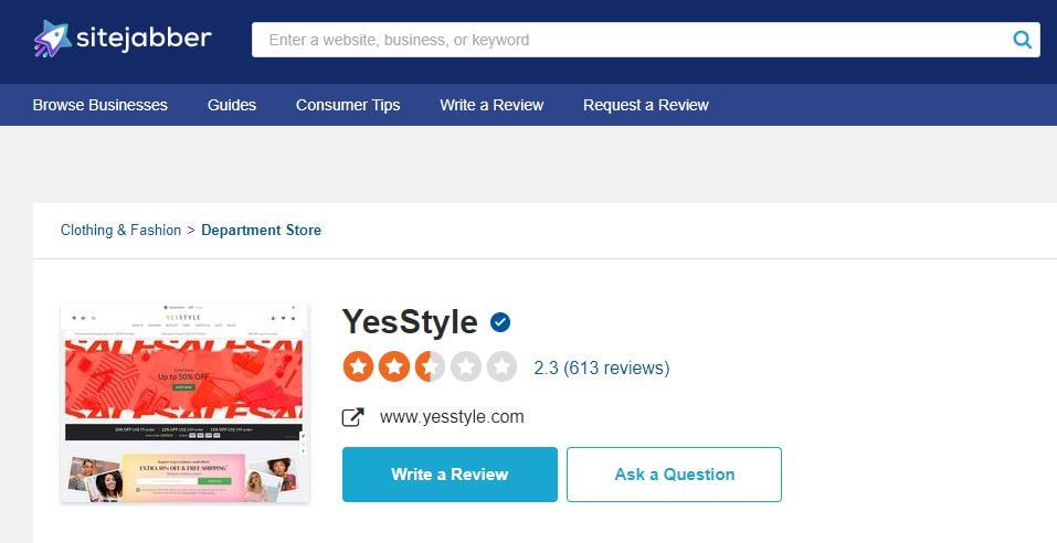 yesstyle sitejabber